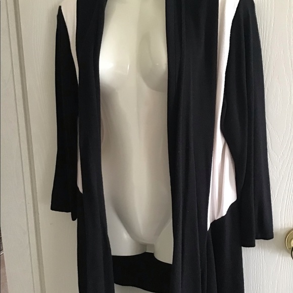Lauren Michelle cardigan black white open front size L 🌹great look sharp - Picture 4 of 7